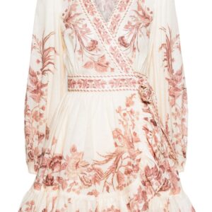 ZIMMERMANN- Floral Print Wrap Mini Dress