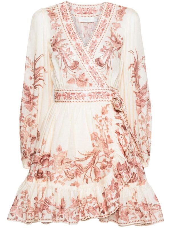 ZIMMERMANN- Floral Print Wrap Mini Dress