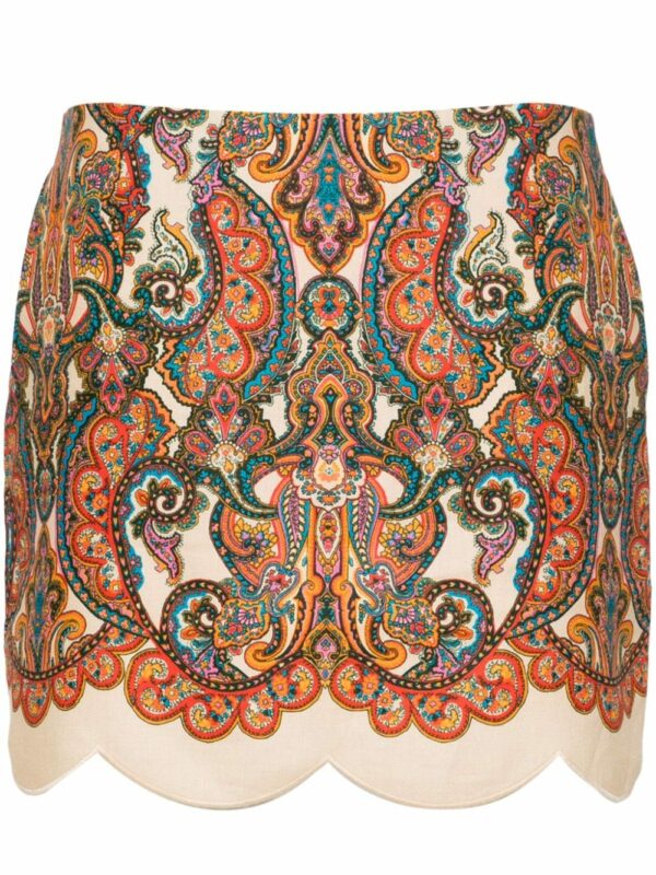 ZIMMERMANN- Paisley Print Linen Mini Skirt