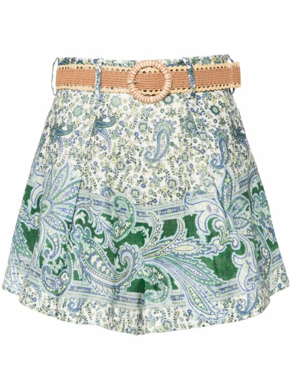 ZIMMERMANN- Paisley Print Linen Shorts