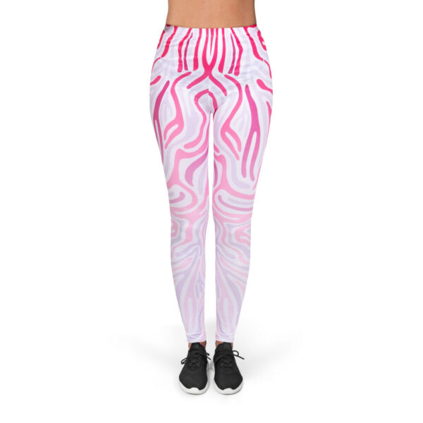 (Zebra Pink) Leggings Sports Yoga Running with Elastic Material