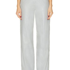 Zeynep Arcay High Waisted Loose Leather Pants in Grey Silence - Grey. Size 0 (also in 2, 4, 6).