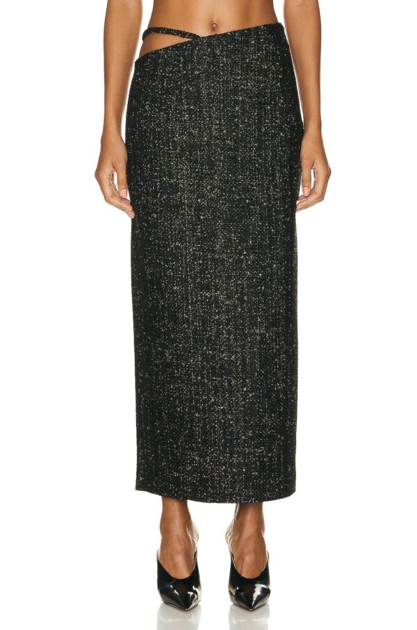 Zeynep Arcay Midi Skirt in Black & Gold - Black. Size 0 (also in 2).