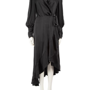 Zimmermann Black Silk Midi Wrap Dress