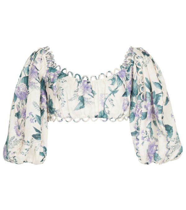 Zimmermann Cassia floral linen crop top