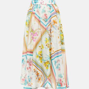 Zimmermann Halcyon floral silk midi skirt