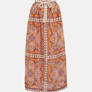 Zimmermann Halcyon printed linen maxi skirt