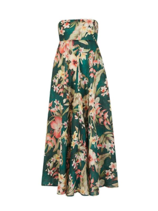 Zimmermann Lexi Floral-printed Strapless Dress