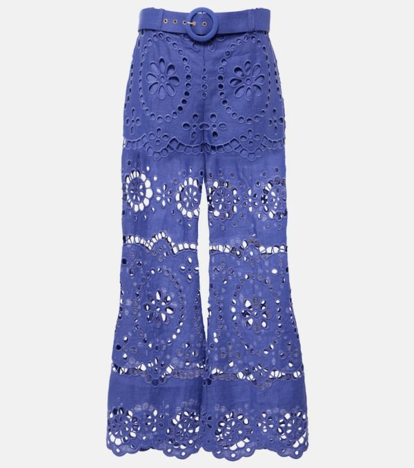 Zimmermann Pop embroidered linen cropped pants