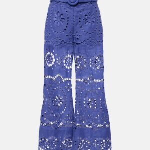 Zimmermann Pop embroidered linen cropped pants