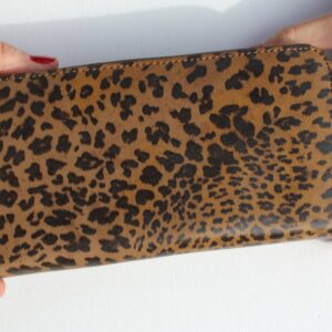 Zip Surround Large Wallet, Leopard Printed Multi Card Space & Zipped Large Rectangular Genuine Leather Clutch Bag