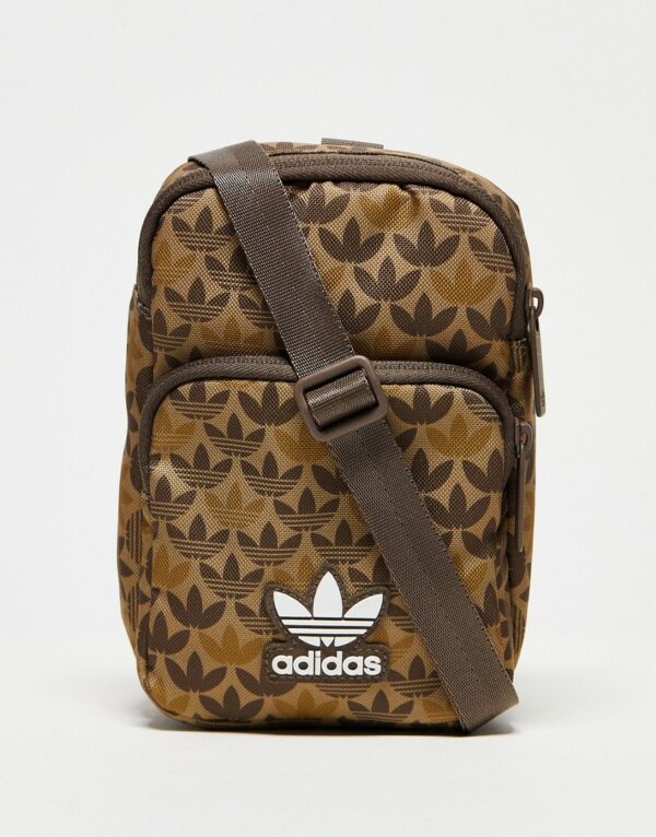 adidas Originals monogram mini crossbody bag-Brown