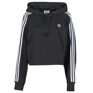 adidas SHORT HOODIE women's Sweatshirt in Black. Sizes available:UK 6,UK 8,UK 10,UK 12,UK 14,UK 16,UK 18,UK 20