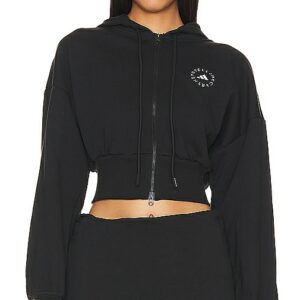 adidas by Stella McCartney True Casuals Cropped Hoodie in Black. Size L, S, XL, XS.