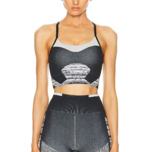 adidas by Stella McCartney True Strength Seamless Yoga Medium Support Sports Bra in Black White & Chalk Pearl - Black. Size XS (also in ).