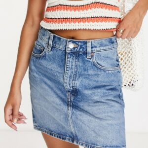 & Other Stories Sunshine cotton denim mini skirt in krepart blue