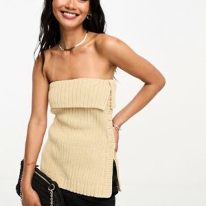 & Other Stories knitted strapless bustier top in beige-Neutral