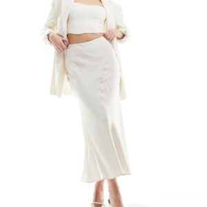 & Other Stories satin midi skirt with panel detail in off white