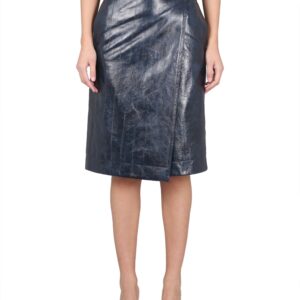 bottega veneta leather midi skirt