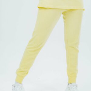 hype washed yellow scribble logo women's joggers