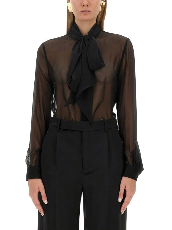 saint laurent blouse with lavalliere collar