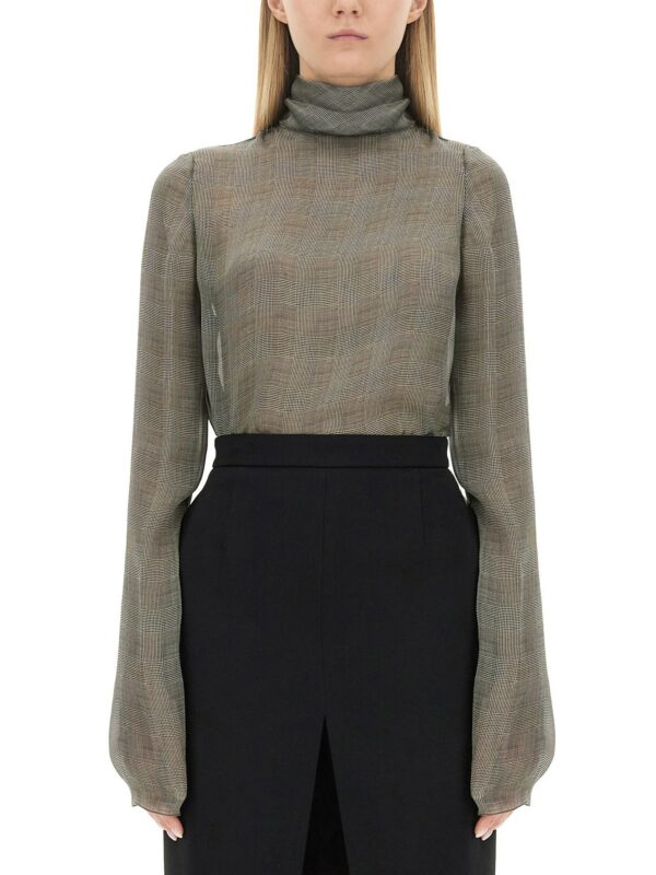 saint laurent silk charmeuse turtleneck blouse