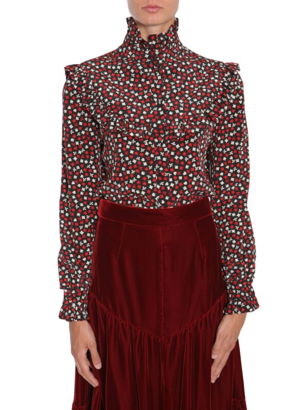 saint laurent stand up collar blouse