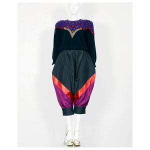 stunning Vintage 1980S Silk Culottes & Knitted Sweater Krizia 2 Pc Disco Suit