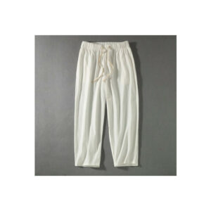 (white, 6XL) Linen casual pants Chinese style loose sports pant