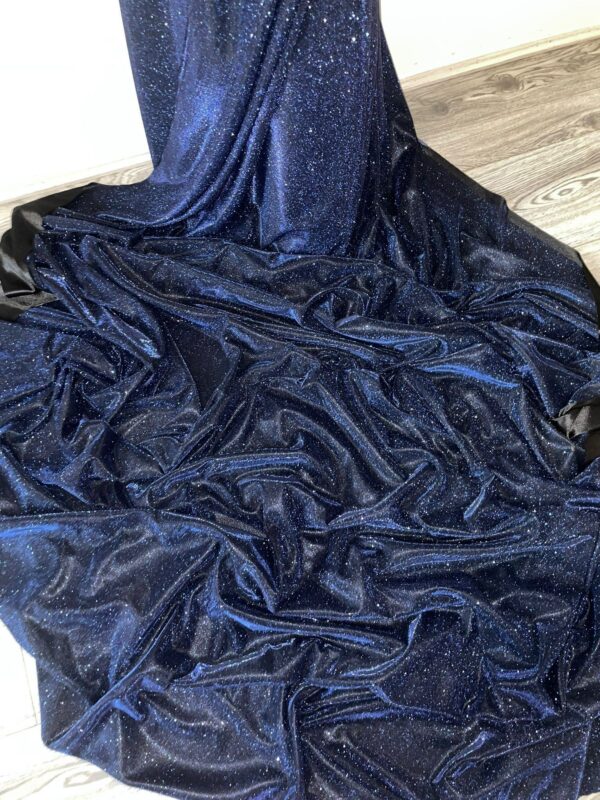 1 Meter Navy Blue Sparkly Glitter Moonlight Dress/Party/Drape Fabric 58