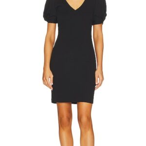 1. STATE Puff Sleeve V Neck Ruched Dress in Black. Size XS.