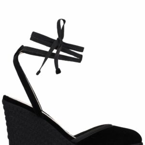 100mm Nero Velvet Espadrille Wedges