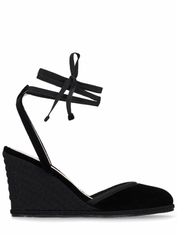 100mm Nero Velvet Espadrille Wedges