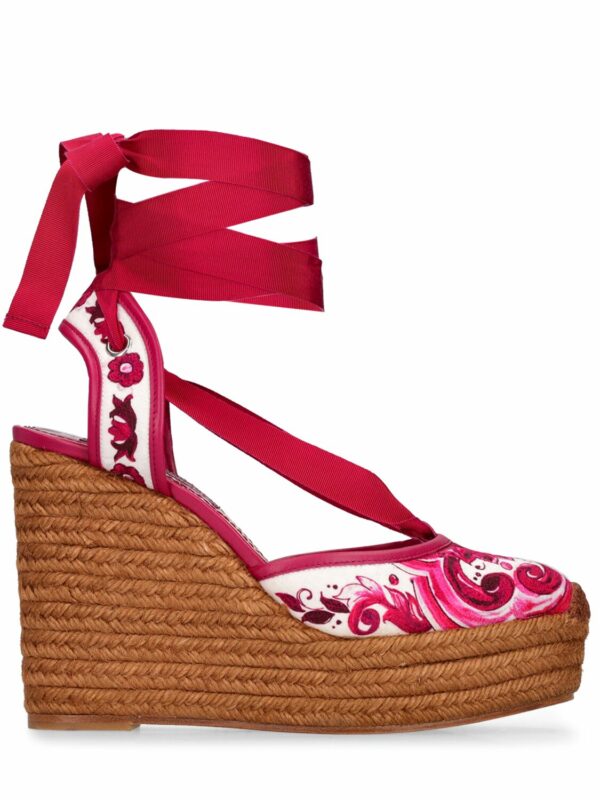 105mm Lola Maiolica Print Canvas Wedges