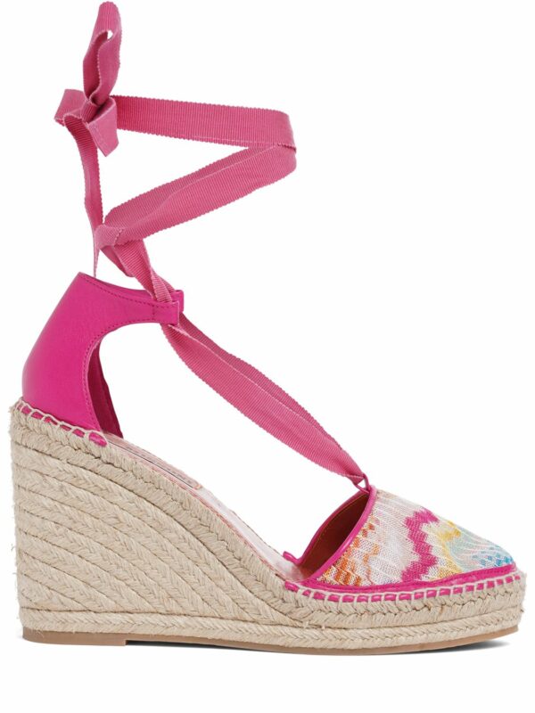 105mm Printed Canvas Espadrille Wedges