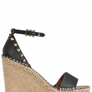 105mm Rockstud Leather Wedges