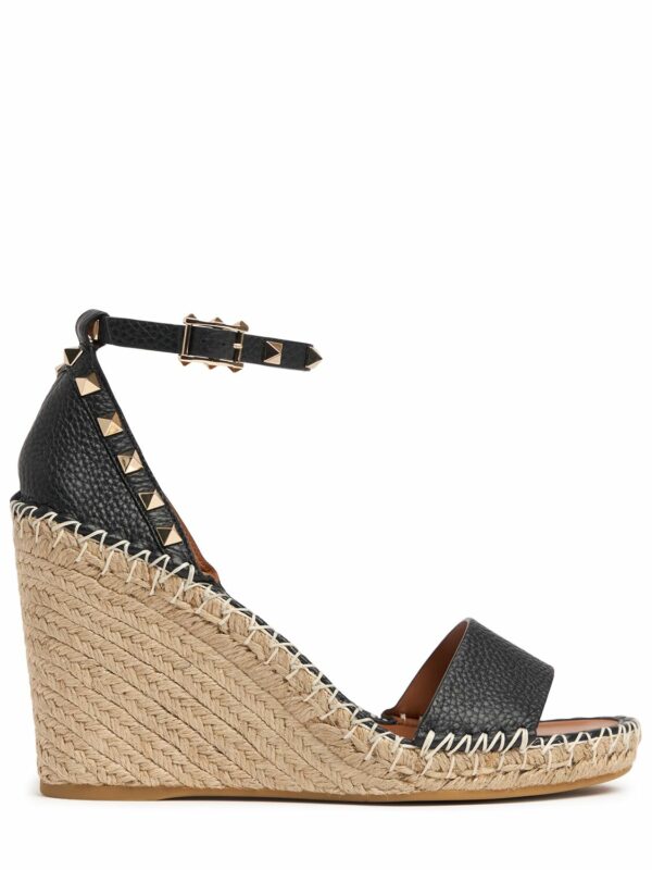 105mm Rockstud Leather Wedges