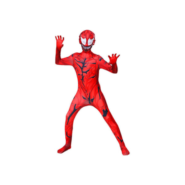 (110 Fit Height 100-110cm, Red) Kids Venom Carnage Superhero Suit Boy Party Cosplay Costume Jumpsuit Fancy Dress