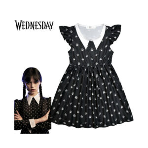 (110cm) The Wednesday Cosplay Costume Kids Black Dress Party Halloween