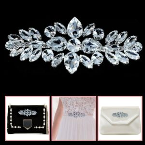 110mm X 50mm Diamante Crystal Rhinestone Motif Patch Sew On For Diy Wedding Bridal Dress Sash Belt Purses Decoration Party Fashion Wear