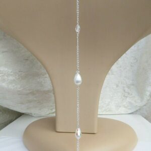 12 Inches Glass Crystal Backdrop Necklace. Back Drop Chains, For Low Back, Backless, Open Wedding, Prom, Party Dress