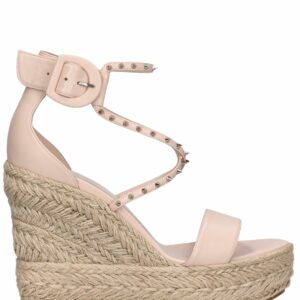 120mm Chocazeppa Leather & Raffia Wedges