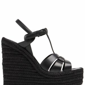 120mm Tribute Leather Espadrille Wedges