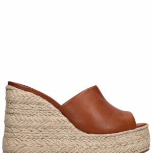 130mm Ariella Leather & Raffia Wedges