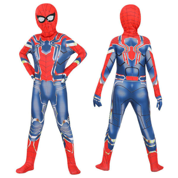 (5-6Years) Iron Spider Man Cosplay Costume Jumpsuit Halloween Carnival Party Kids Fancy Dress