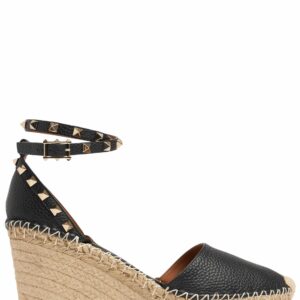 85mm Rockstud Leather Wedges