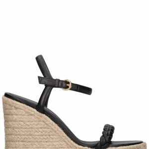 90mm Cruz Leather Espadrille Wedges