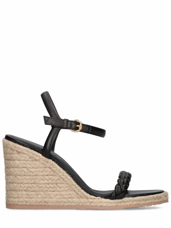 90mm Cruz Leather Espadrille Wedges