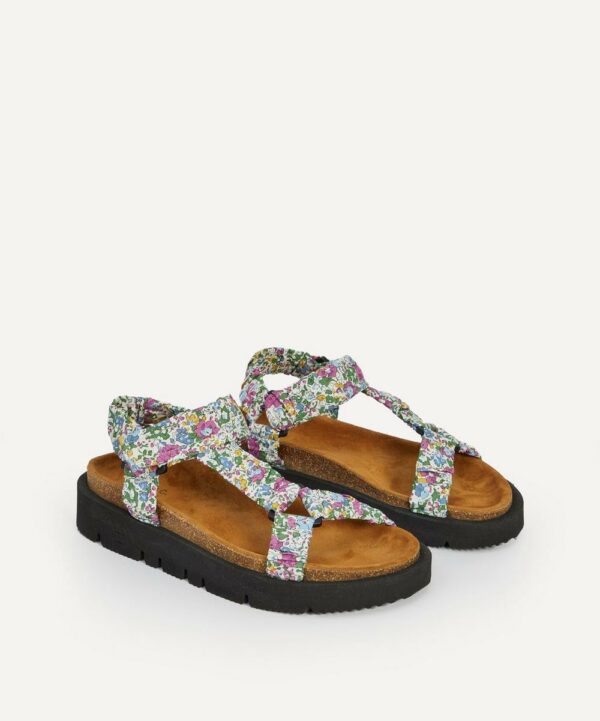 A. P.C. Women's Multicoloured Floral Tana Lawn? Cotton Liberty Print Sandals 4