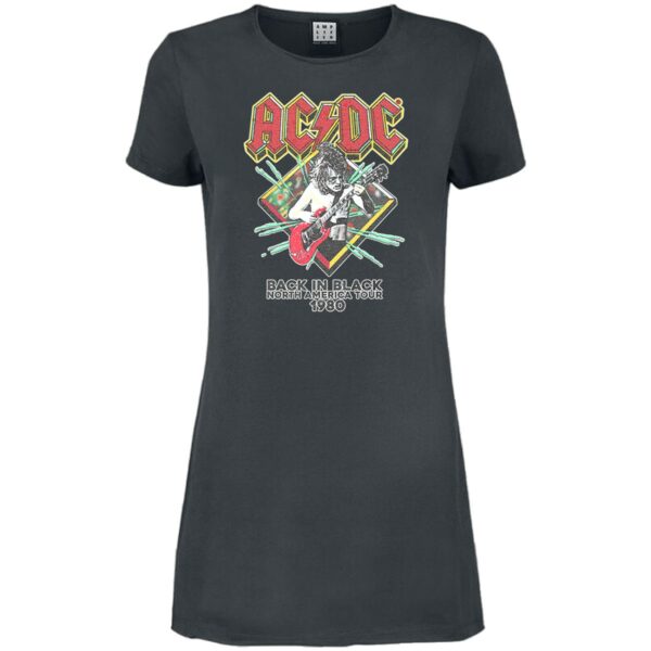 AC/DC Womens/Ladies North America Tour 80 T-Shirt Dress (XXL) (Charcoal)